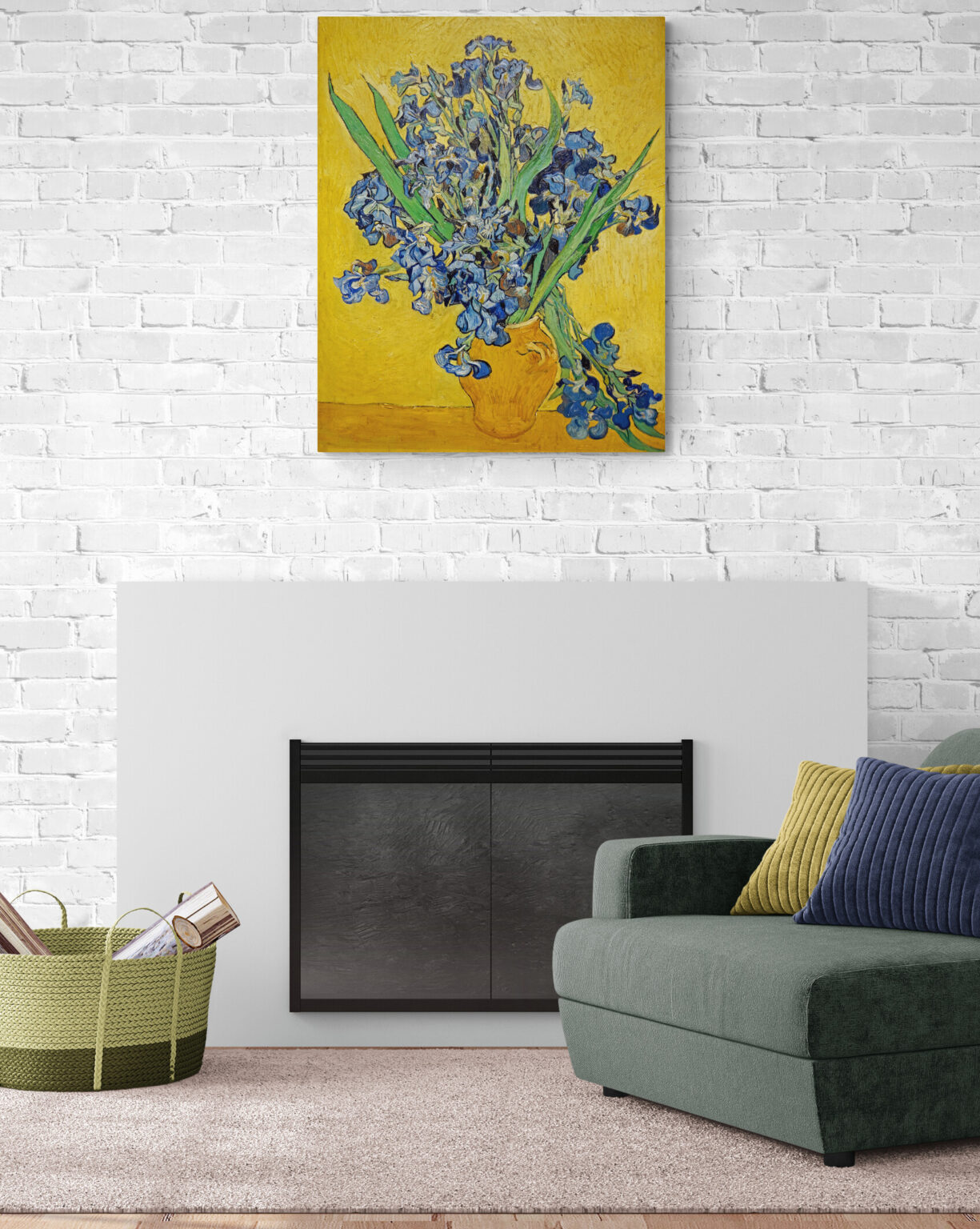 van Gogh, Vase mit Iris vor gelben Hintergrund (1890) Replikka.Art